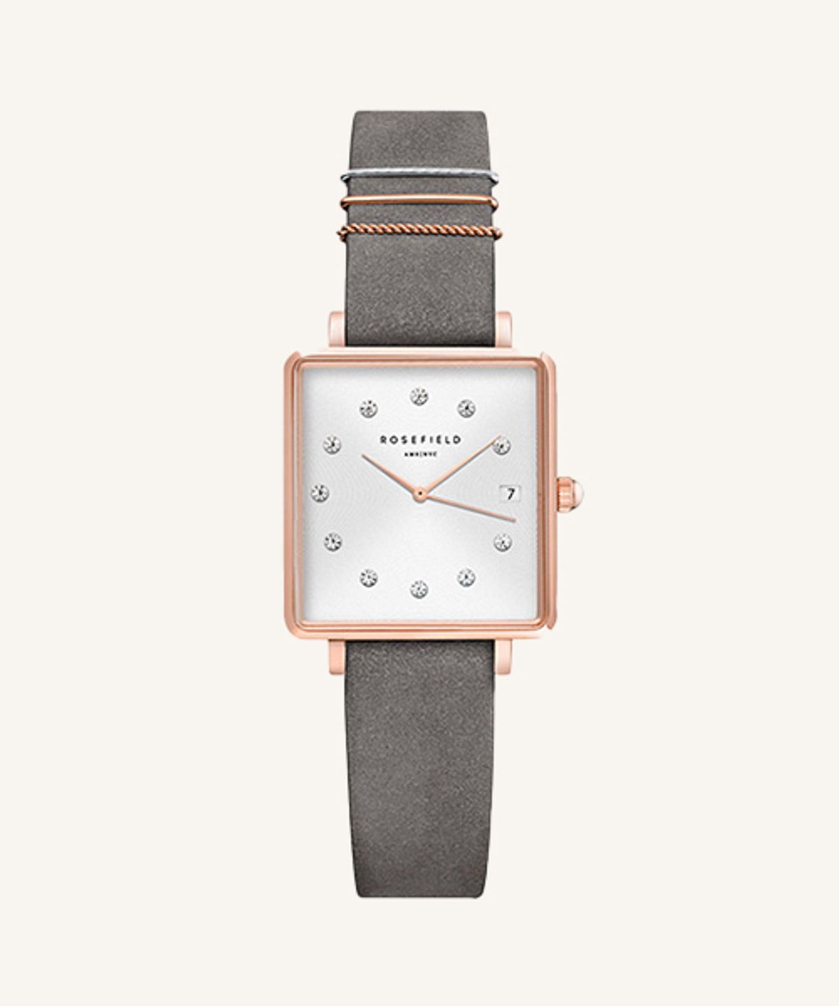 로즈필드(ROSEFIELD) The Boxy XS Leather Rosegold Grey (S)