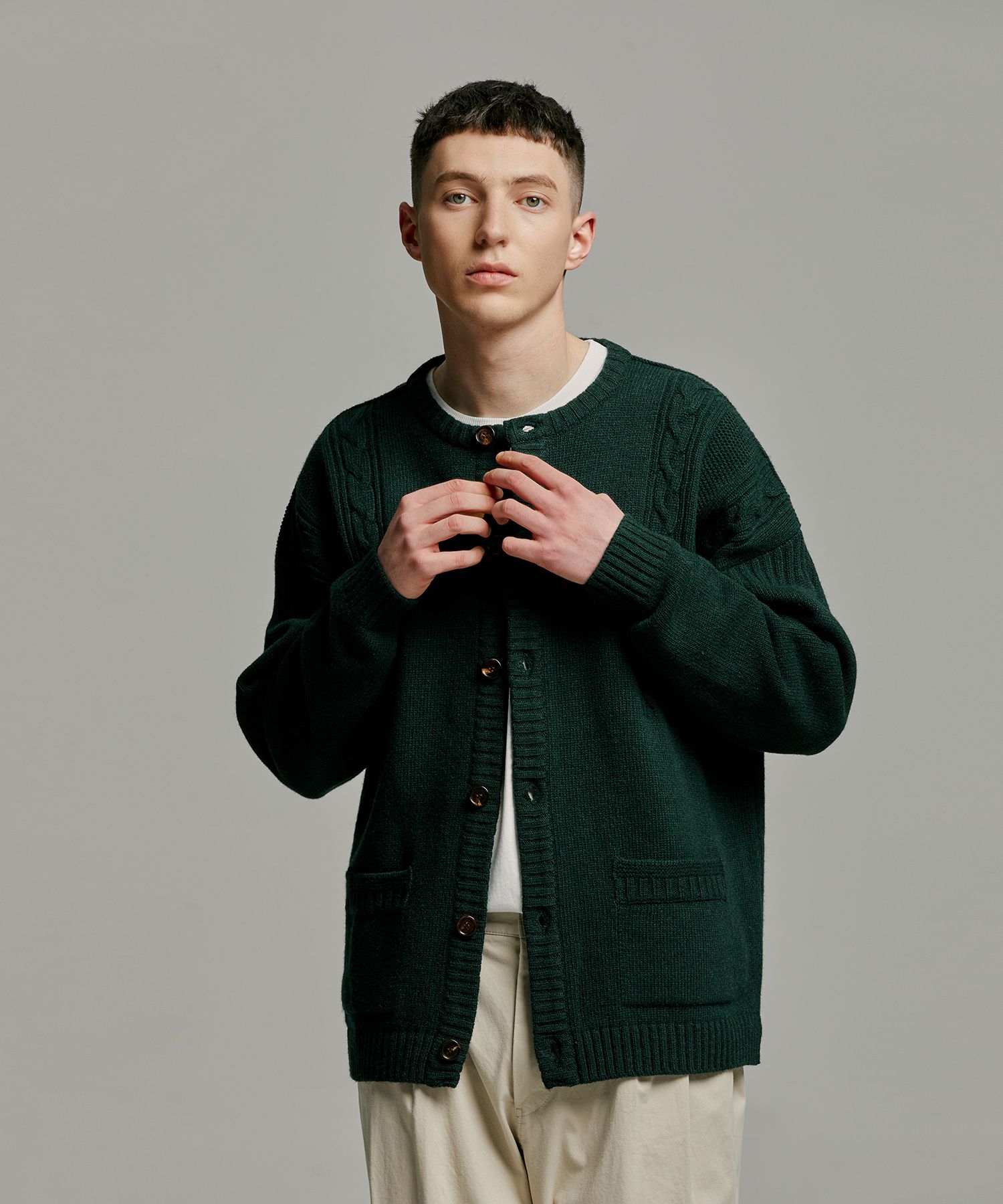 MUSINSA公式 | ANOTHER OFFICE Guernsey Cardigan (Midori)