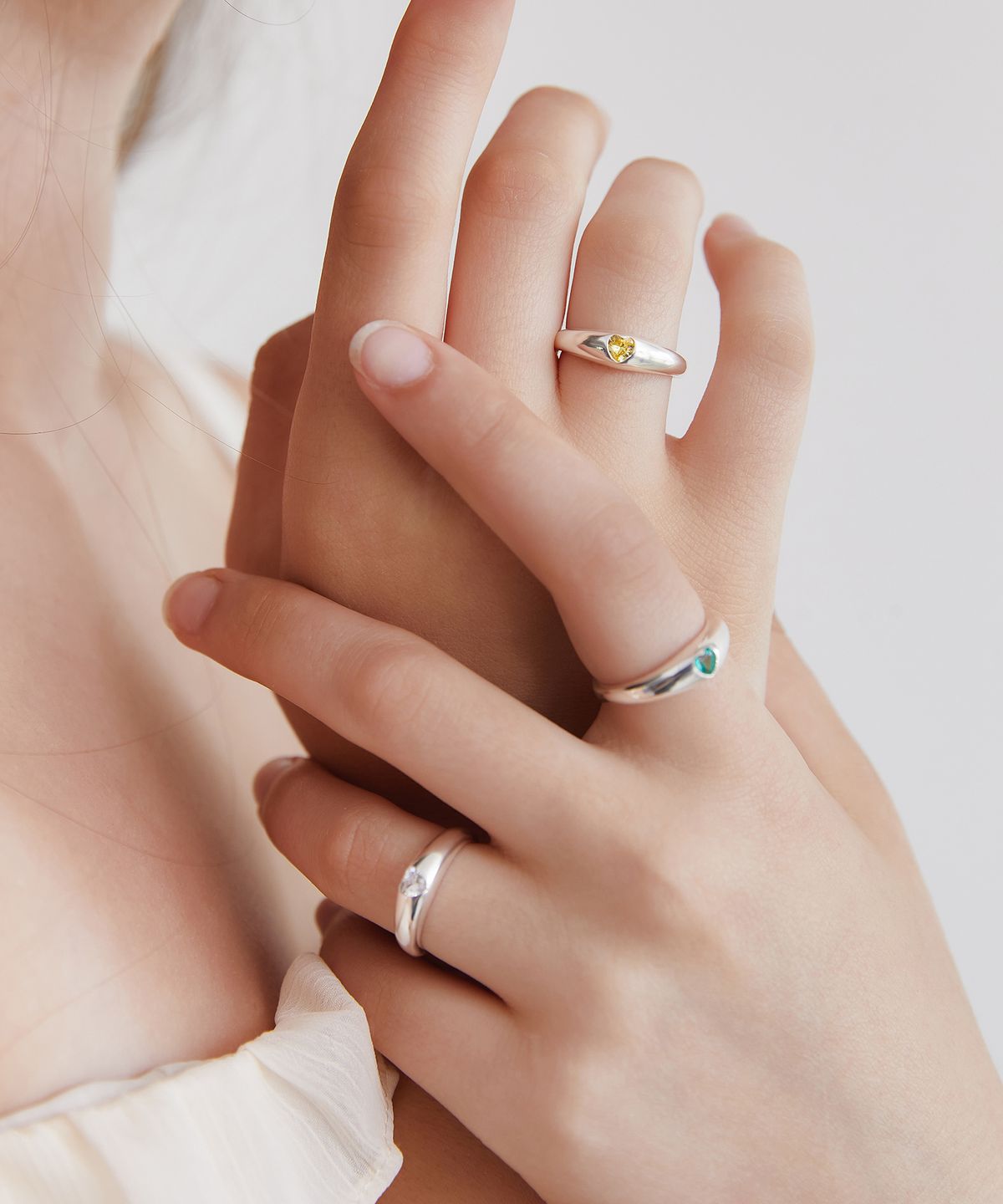 타티아나(TATIANA) (SILVER925) Heart Cubic Simple Ring CR1818