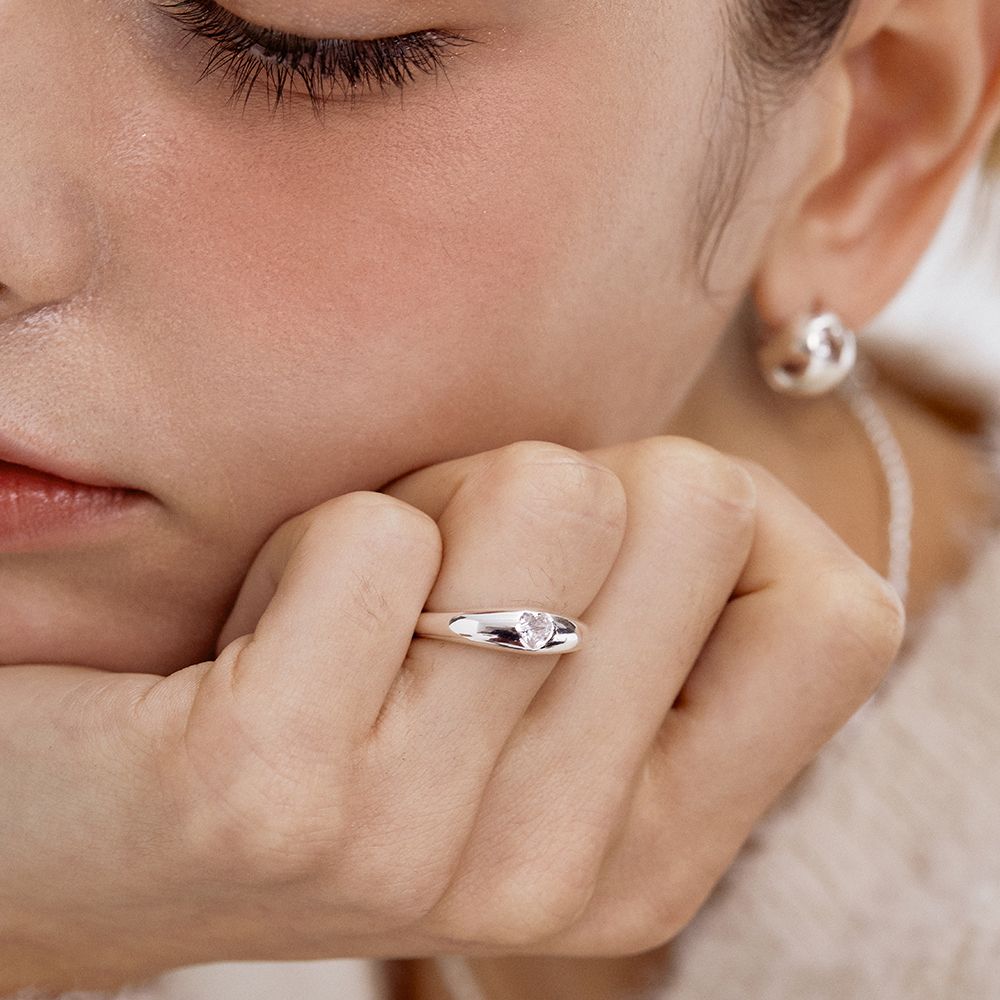 MUSINSA | TATIANA (SILVER925) Heart Cubic Simple Ring CR1818