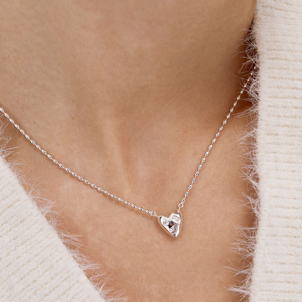 ☆TATIANA☆ Vary Cubic Chips Heart Necklace NZ2029 MUSINSA | TATIANA Vary Cubic Chips Heart Necklace NZ2029