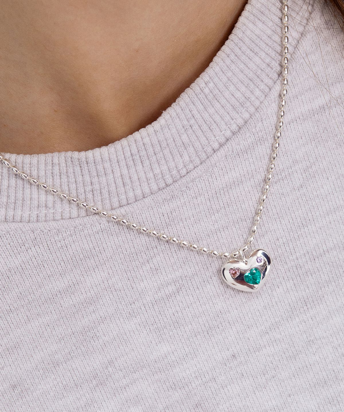 타티아나(TATIANA) (SILVER925) Heart Cubic chips Heart Necklace NZ2031