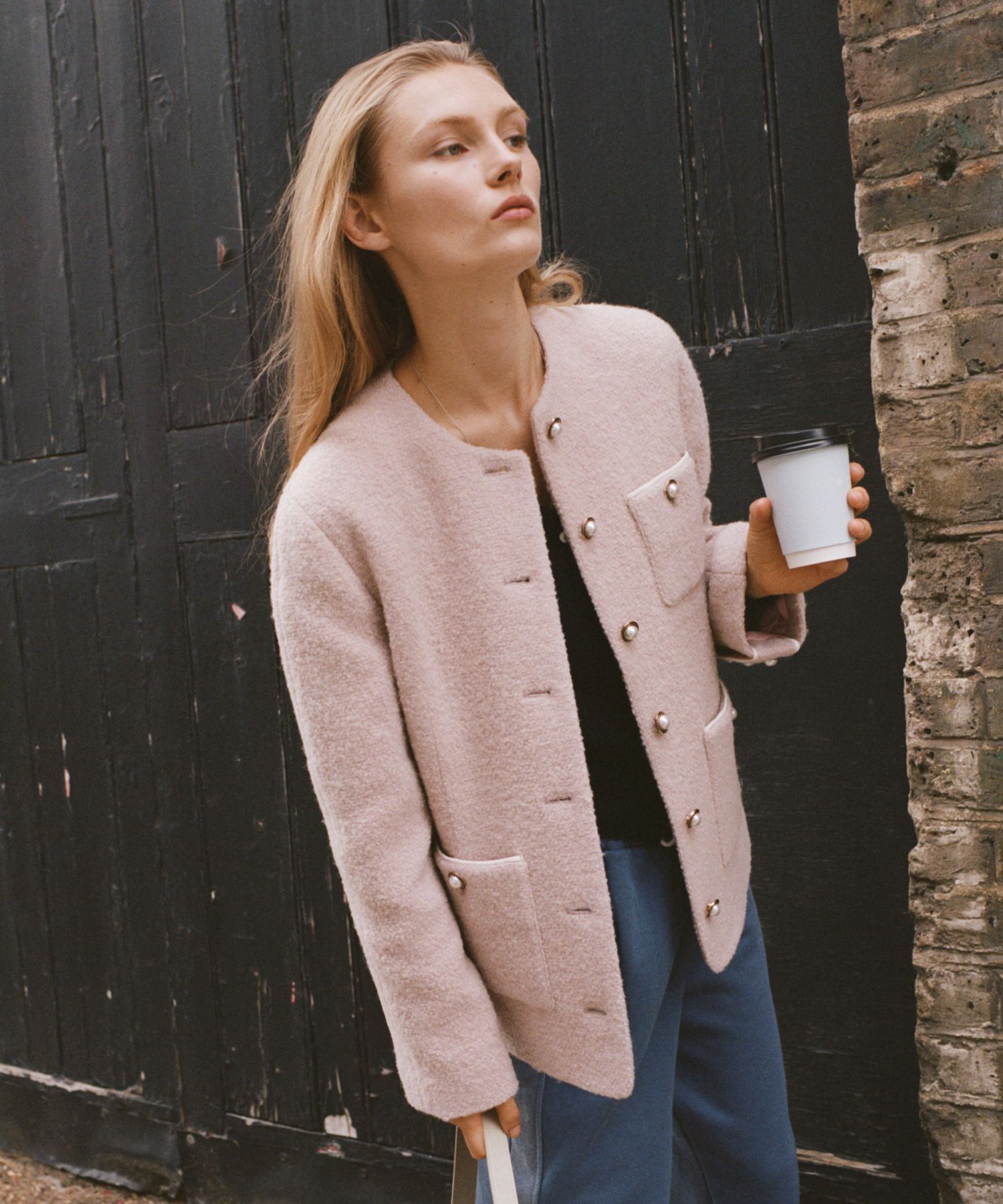 MUSINSA | EN OR TWEED ROUND NECK JACKET - PINK