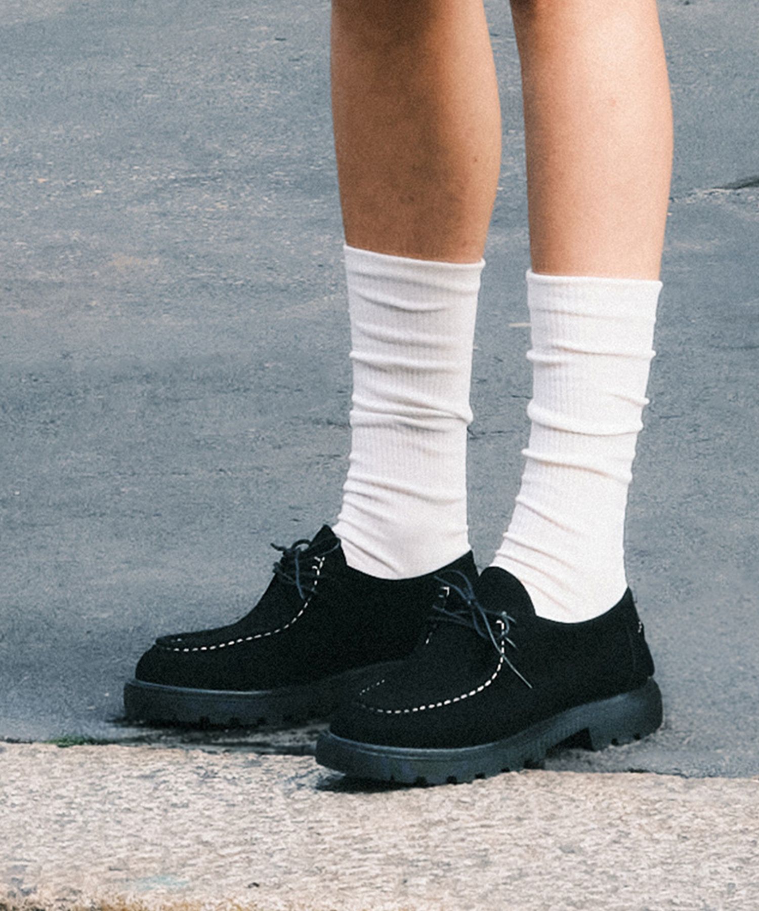 SALT AND CHOCOLATE ■ Round Toe Stitch Lace-Up Loafe MUSINSA | SALT AND CHOCOLATE Round toe stitch chunky loafers