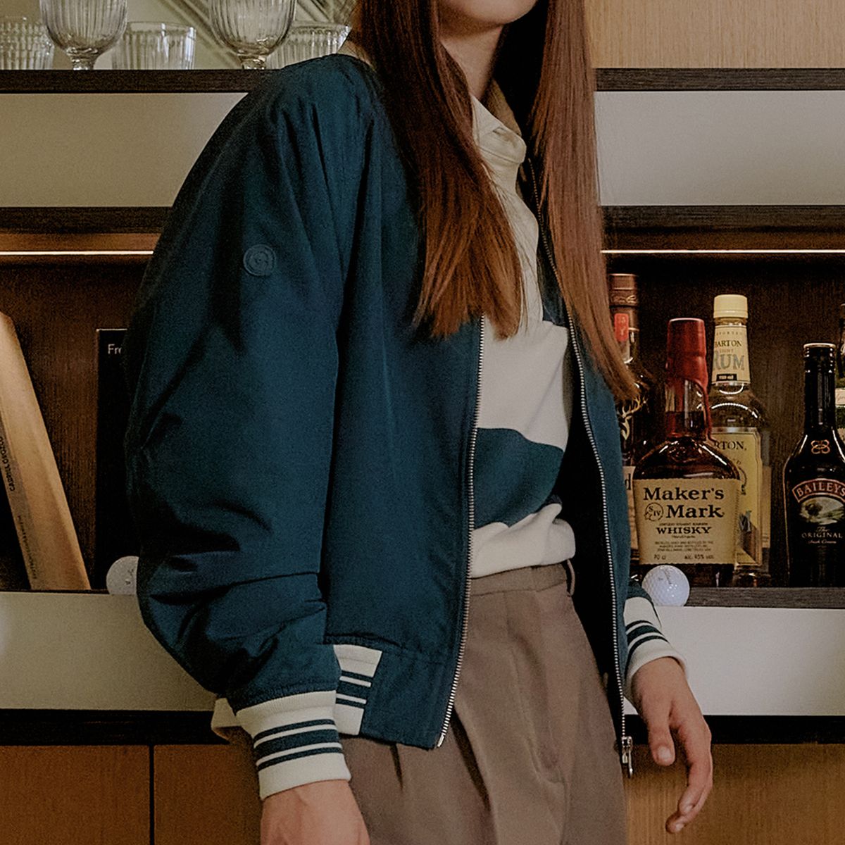 카렘(CAREM) WOMAN ITALIAN BOOKLE STADIUM JUMPER - GREEN