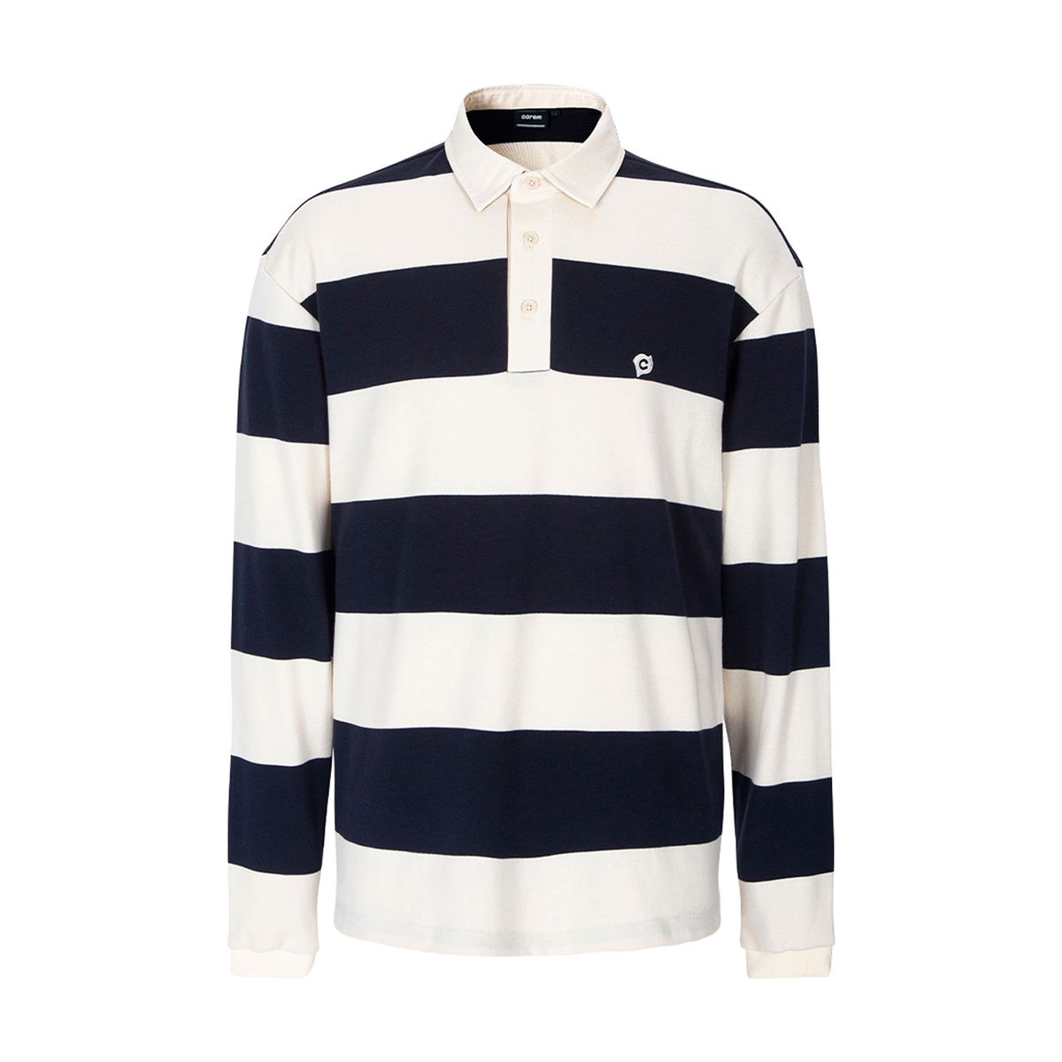 카렘(CAREM) MAN STRIPE COLLAR FIELD T-SHIRTS - NAVY