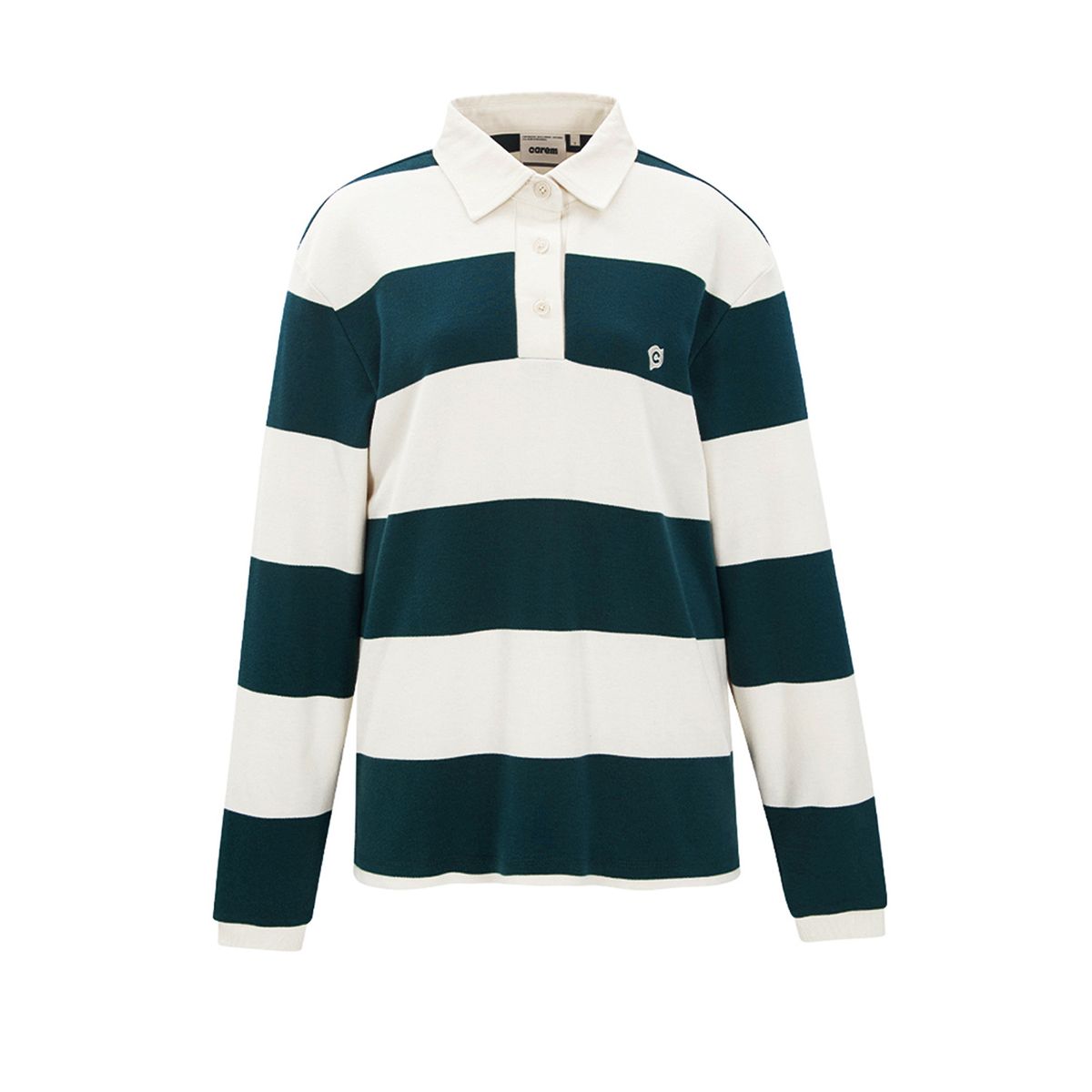 카렘(CAREM) WOMAN STRIPE COLLAR FIELD T-SHIRTS - GREEN