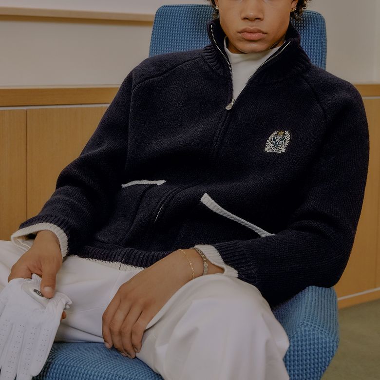 MAN WOOL CASHMERE WARM UP CARDIGAN - NAVY