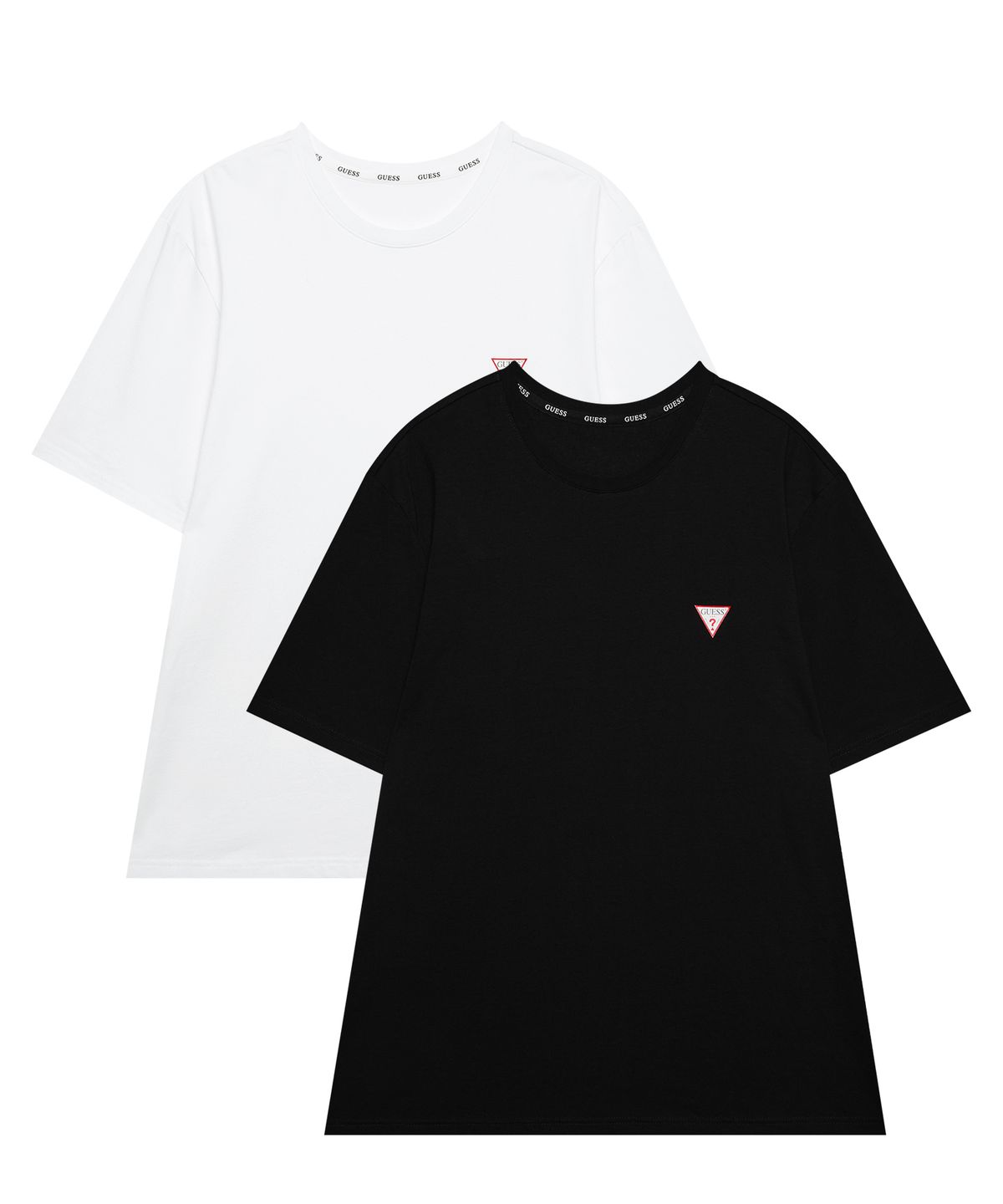 게스언더웨어(GUESS UNDERWEAR) 코튼스판 UNI 크루넥 티셔츠 PACK (WH/BK)
