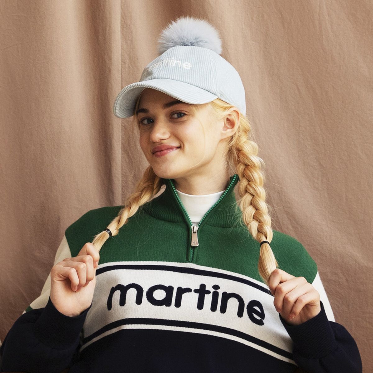 마틴골프(MARTINE GOLF) Corduroy Pompom Cap_Light Blue