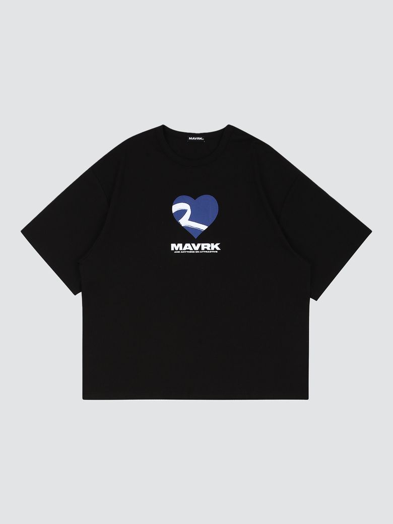 MVR 하트 로고 오버핏 티셔츠 [블랙]