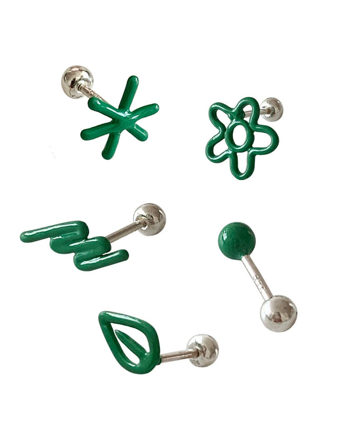 잇더즌매터(IT DOESN'T MATTER) Rainbow doodle piercing (Green)