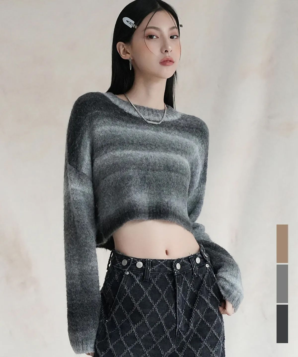 어반드레스(AVANDRESS) Wool Gradation Crop Knit - 3COL