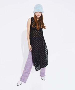 NETTING KNIT ONEPIECE_Black