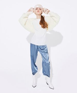 GLOSSY WIDE EASY PANTS_Sora