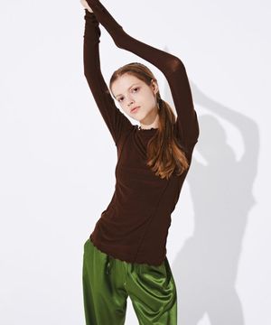 WOOL SLIM T-SHIRT_Brown