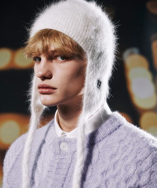 MUSINSA公式 | MSKN2ND mii logo angora ear flap beanie white