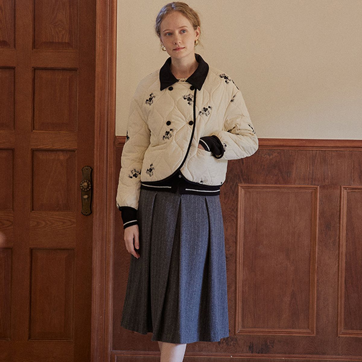 프라우드 마리(PROUD MARY) PM stripe woolen skirt