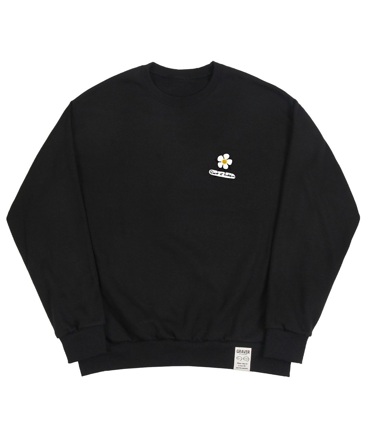 그레이버(GRAVER) [UNISEX]플라워보드 스마일 맨투맨_블랙