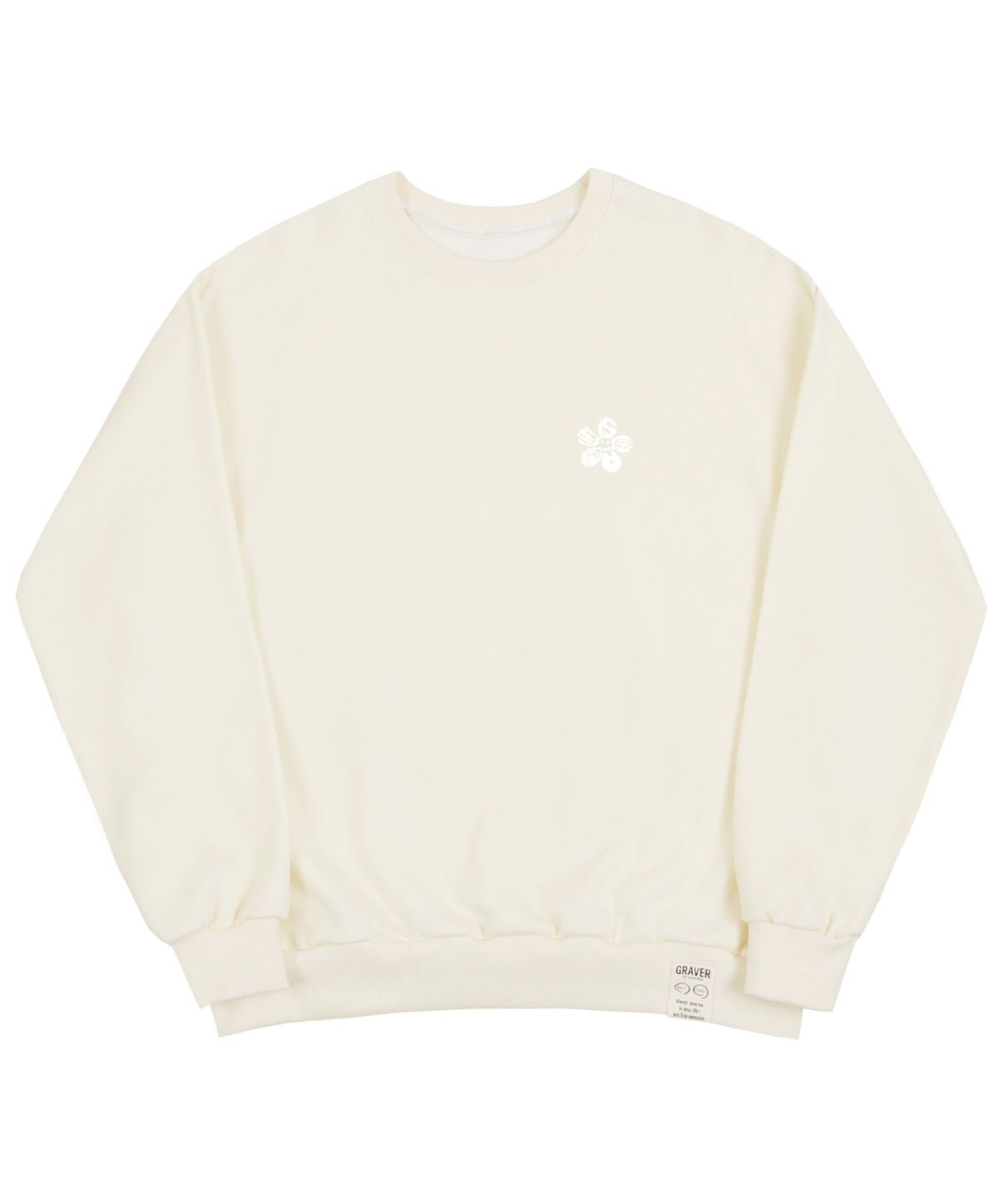 그레이버(GRAVER) [UNISEX]스몰 라이프 로고플라워 스마일 맨투맨_크림