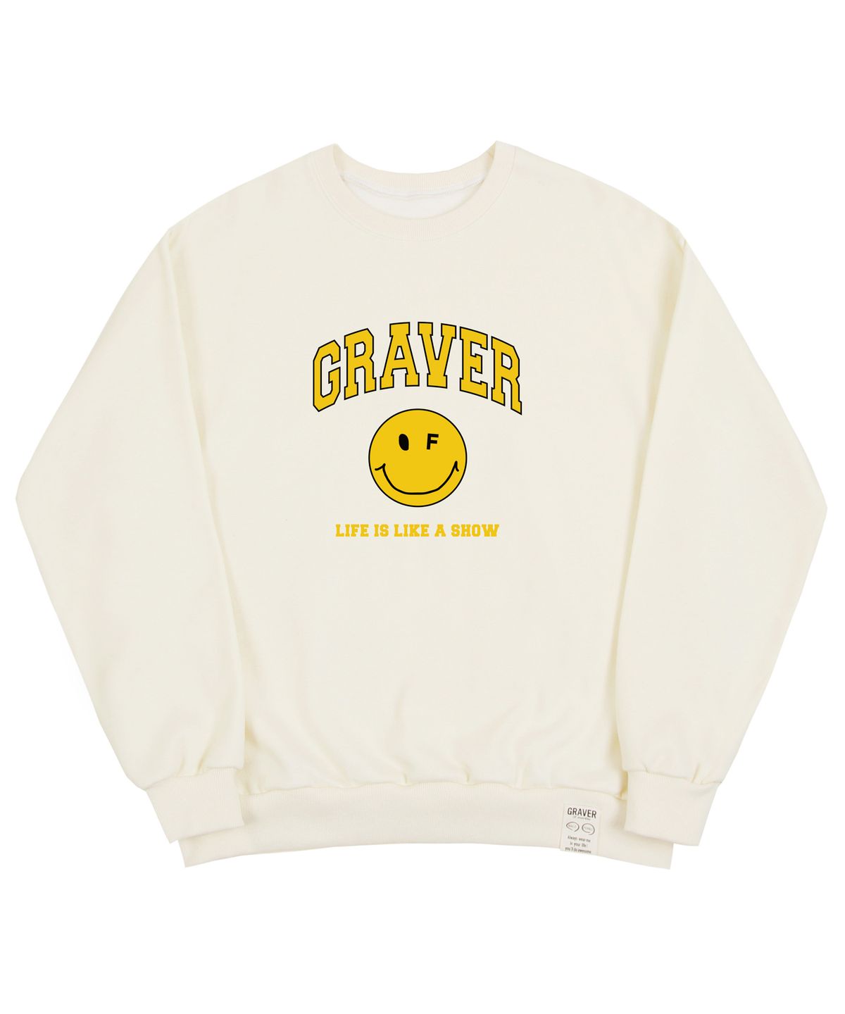 그레이버(GRAVER) [UNISEX]아치로고 라이프 도트스마일 맨투맨_크림