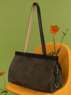 Diana Suede Shoulder Bag M Khaki