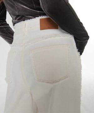 컷 오프 코튼 와이드 진 내츄럴