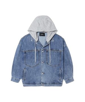 여성 후드 탈착 데님 트러커 자켓 (인디고)
