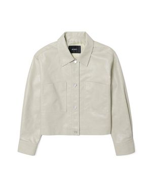 여성 크롭 인조가죽 재킷 점퍼 (라이트베이지)