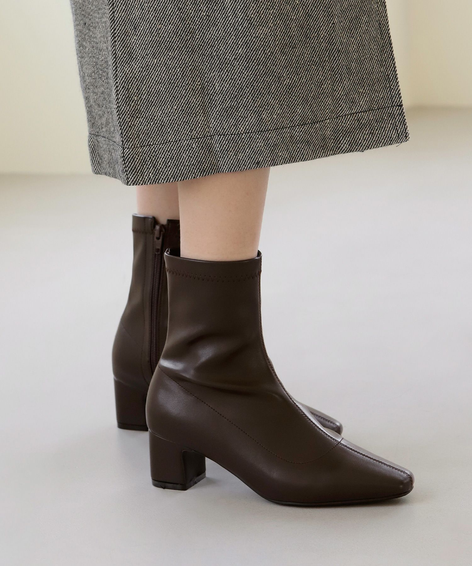 Brown Sock Ankle Boots Leather ARKET Stretch-Leather Sock Boots