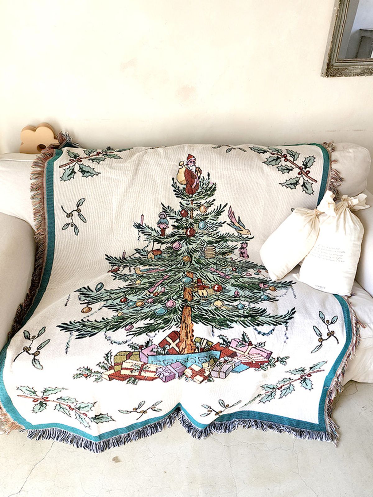 블랑쉬하우스(BLANCHE HOUSE) 미니산타와 트리 크리스마스 빈티지 블랭킷