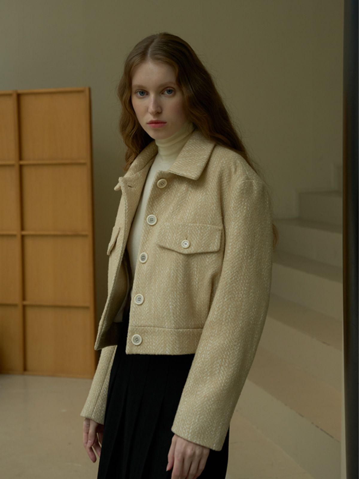 네벨에브리웨어(NEBELEVERYWEAR) ALPACA CROP JACKET_IVORY