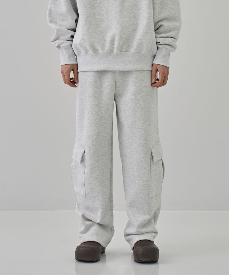 DEMD SIDE POCKET CARGO WIDE SWEAT PANTS GRAY