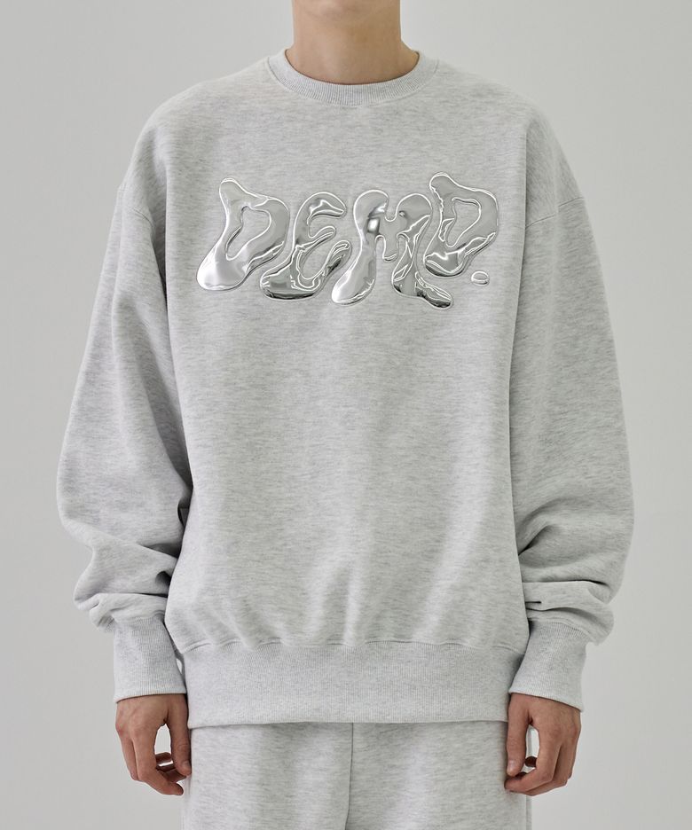 DEMD METALLIC GLITCH LOGO OVERSIZED SWEATSHIRT GRAY