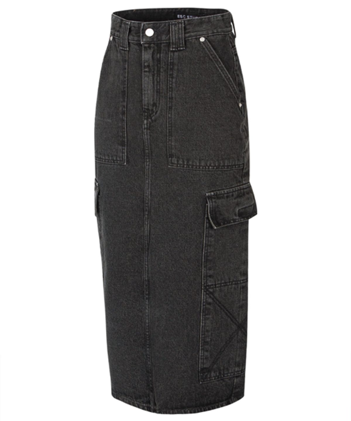이에스씨 스튜디오(ESC STUDIO) cargo pocket denim long skirt (black)