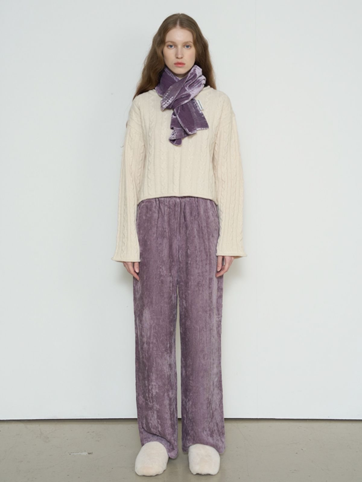 네벨에브리웨어(NEBELEVERYWEAR) SILKY CORDUROY WIDE BANDING PANTS _LAVENDER PURPLE