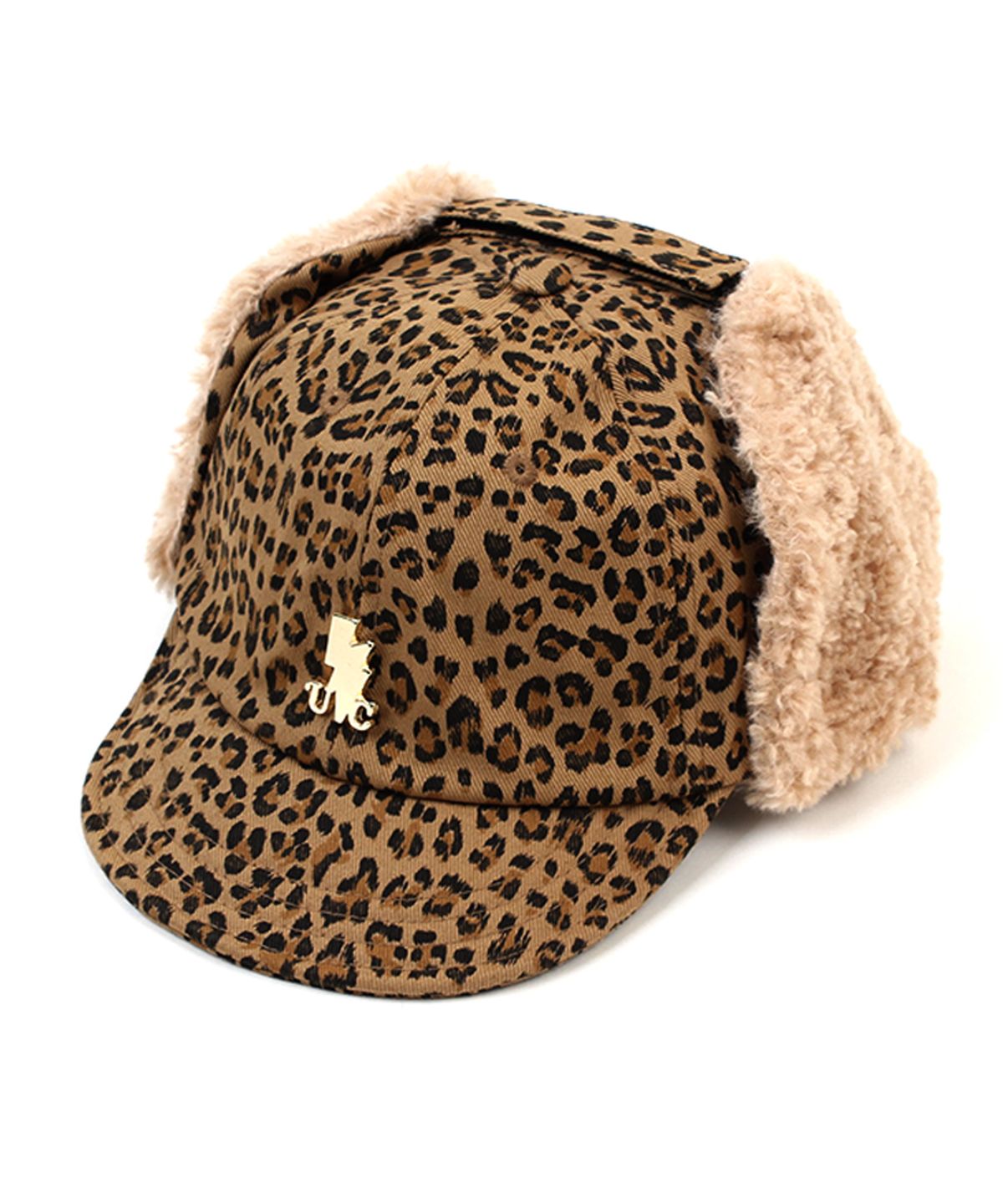 유니버셜 케미스트리(UNIVERSAL CHEMISTRY) Leopard Beige Earflap Cap 호피 귀달이모자