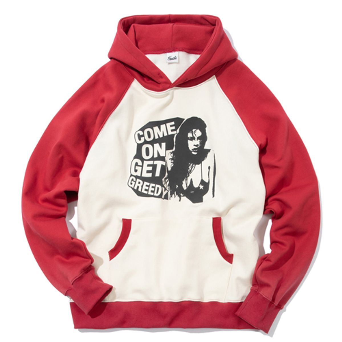 크루치(KRUCHI) GREEDY RAGLAN HOODIE (RED BEIGE )