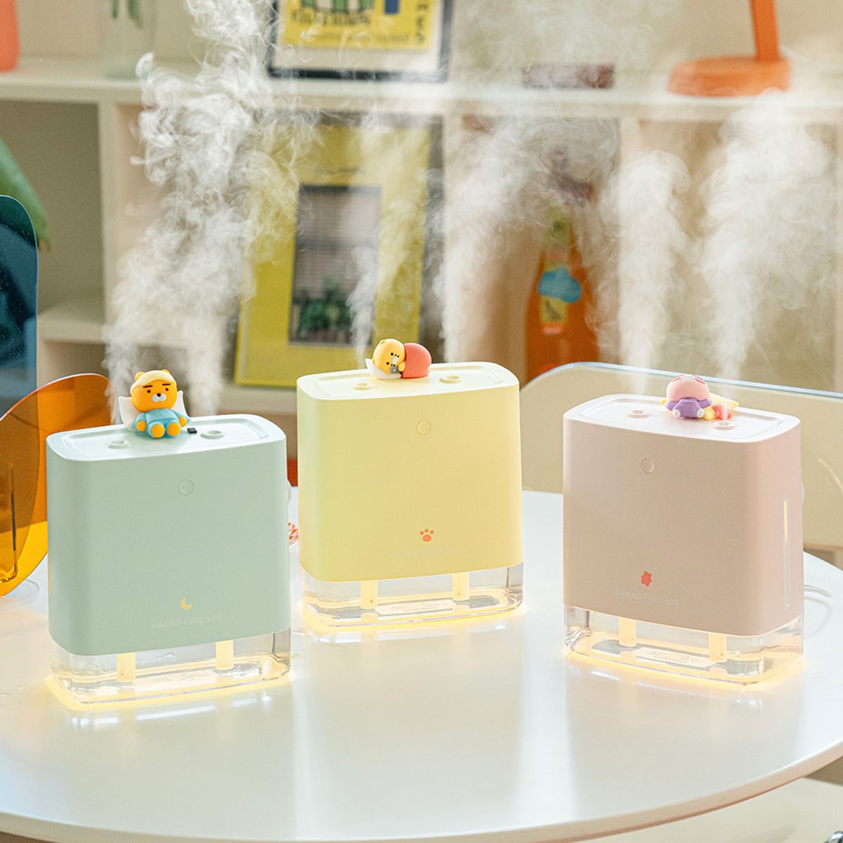 카카오프렌즈 파트너(KAKAOFRIENDS PARTNERS) 릴렉싱 듀얼 대용량 LED 무드등 가습기 1.2L