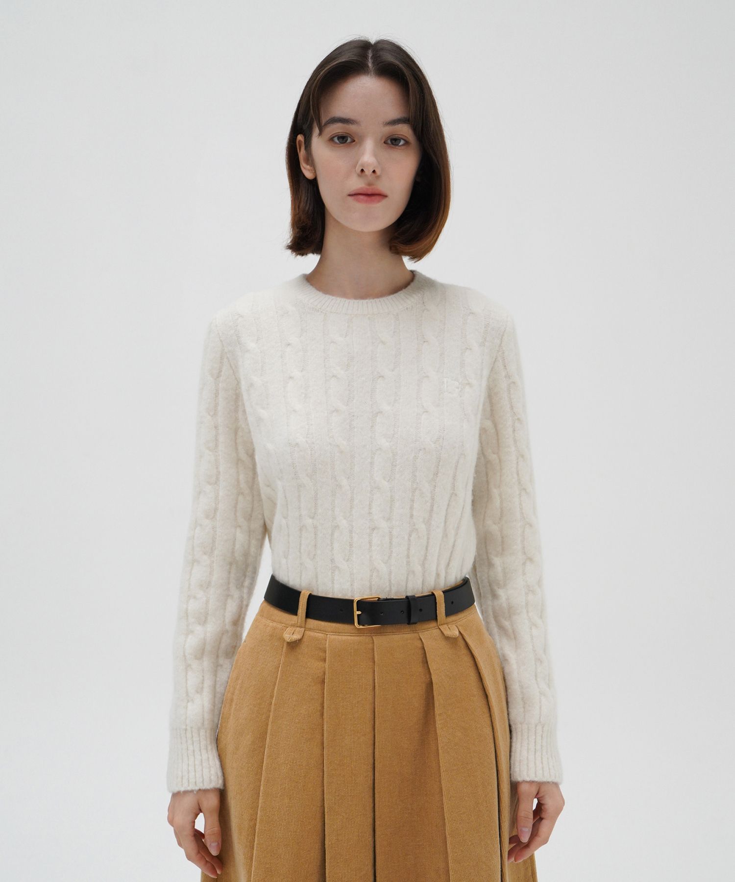HEVE】Tulip Sleeve Alpaca Knit ivory HEVE】Tulip Sleeve Alpaca