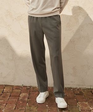 남성 컴피 세미와이드 밴딩 슬랙스_ZC3PT171_KHK