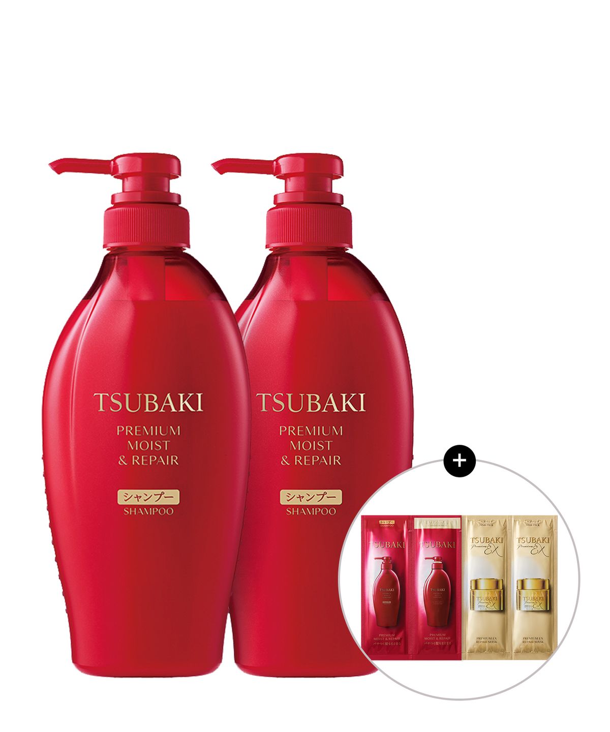 츠바키(TSUBAKI) 프리미엄 모이스트 & 리페어 샴푸 450ml 2개(+증정 츠바키 2종 샤쉐 1매 + 츠바키 마스크 12g 2매)