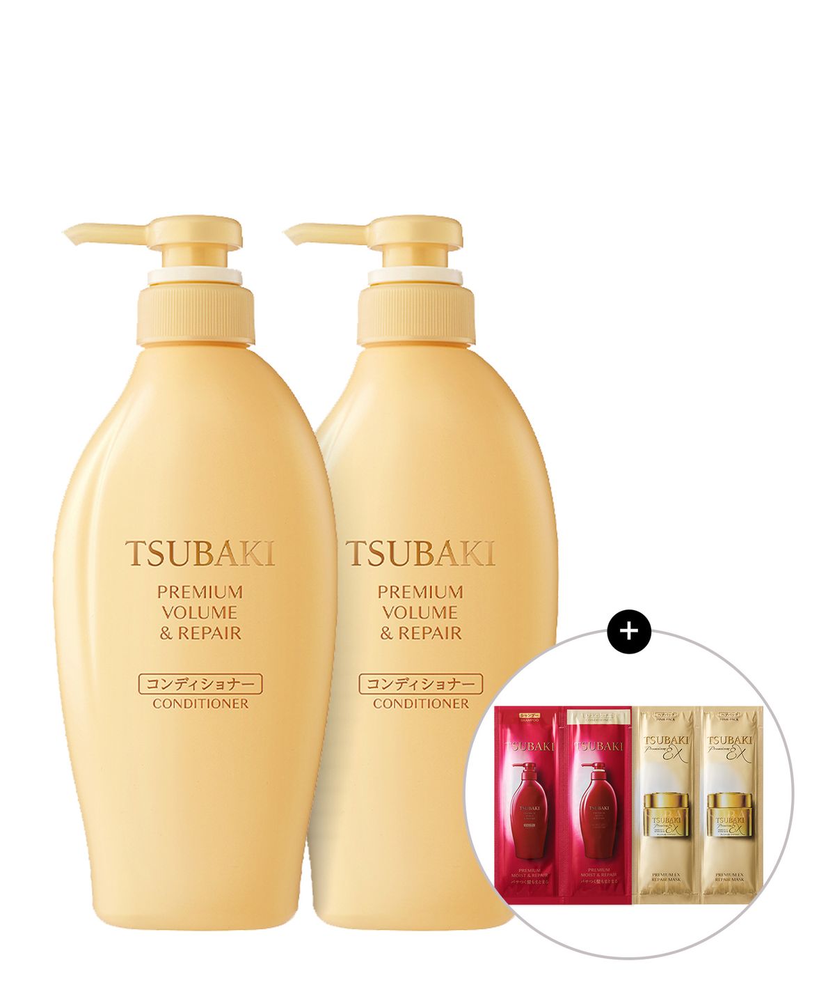 츠바키(TSUBAKI) 프리미엄 볼륨 & 리페어 컨디셔너 450ml 2개  (+ 증정 츠바키 2종 샤쉐 1매 + 츠바키 마스크 12g 2매)