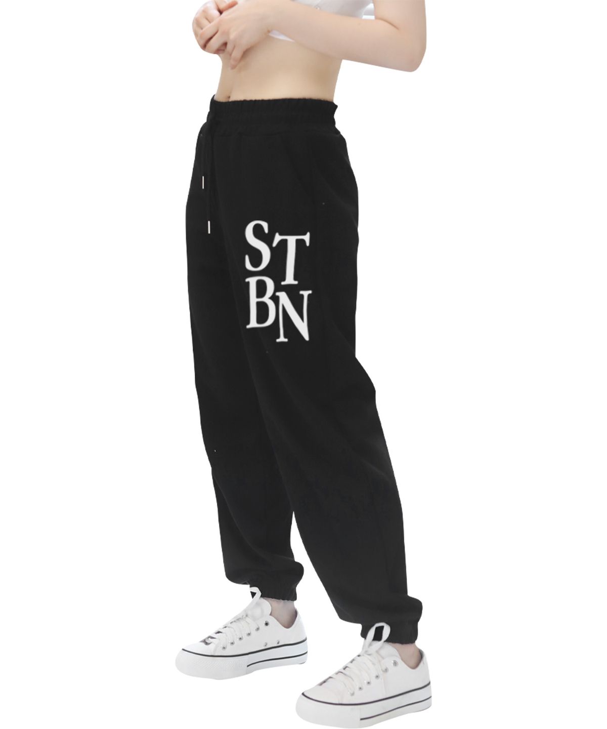 보늬(BONIEE) [기모 선택] 빅 STBN 조거(Jogger) 밴딩 팬츠 블랙