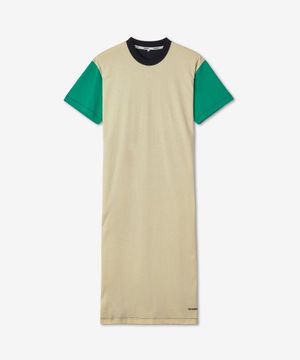 반소매 티셔츠 원피스 - 베이지:그린:블랙 / CRTWWJER001COT0020126
