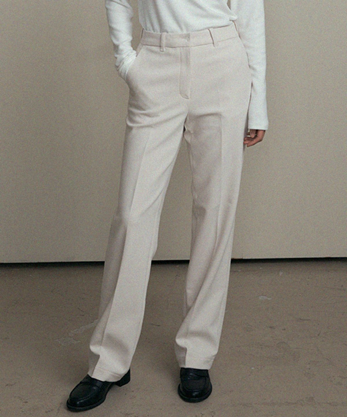 링서울(LINGSEOUL) straight slim pants-ivory