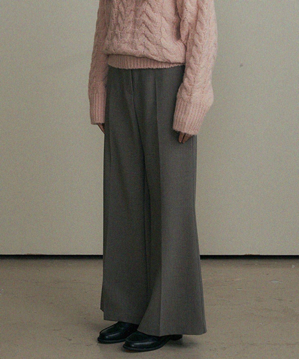 링서울(LINGSEOUL) bootscut banding pants-grey
