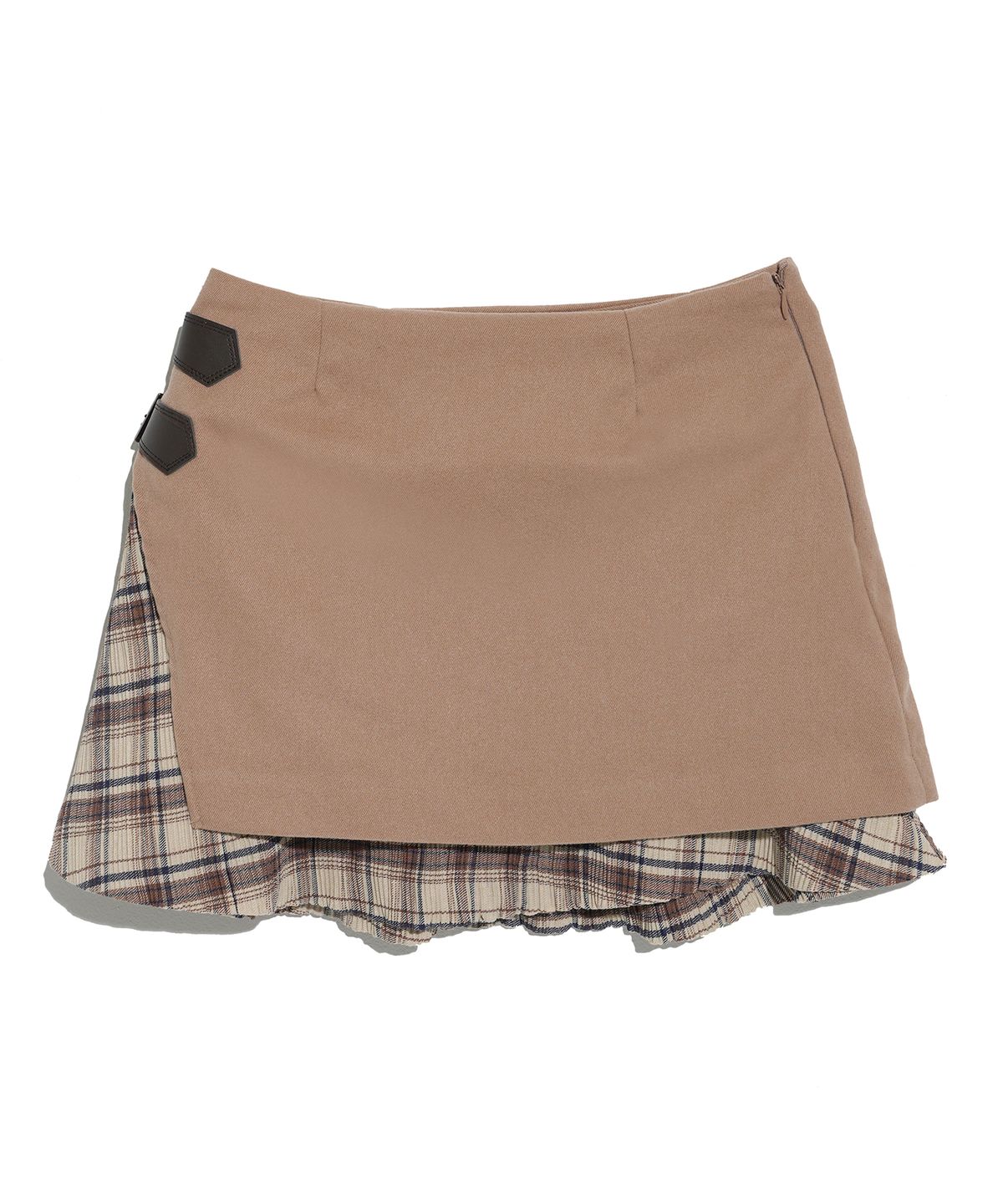 하이스쿨디스코(HIGH SCHOOL DISCO) LAYERED BUCKLE SKIRT_BEIGE