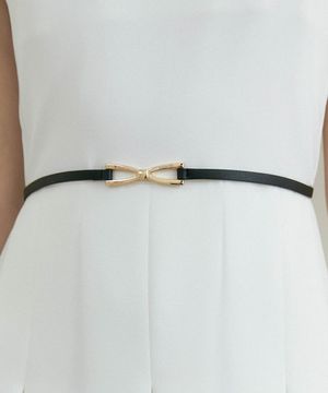 DRO RIBBON GOLD BUCKLE LOGO BELT BLACK