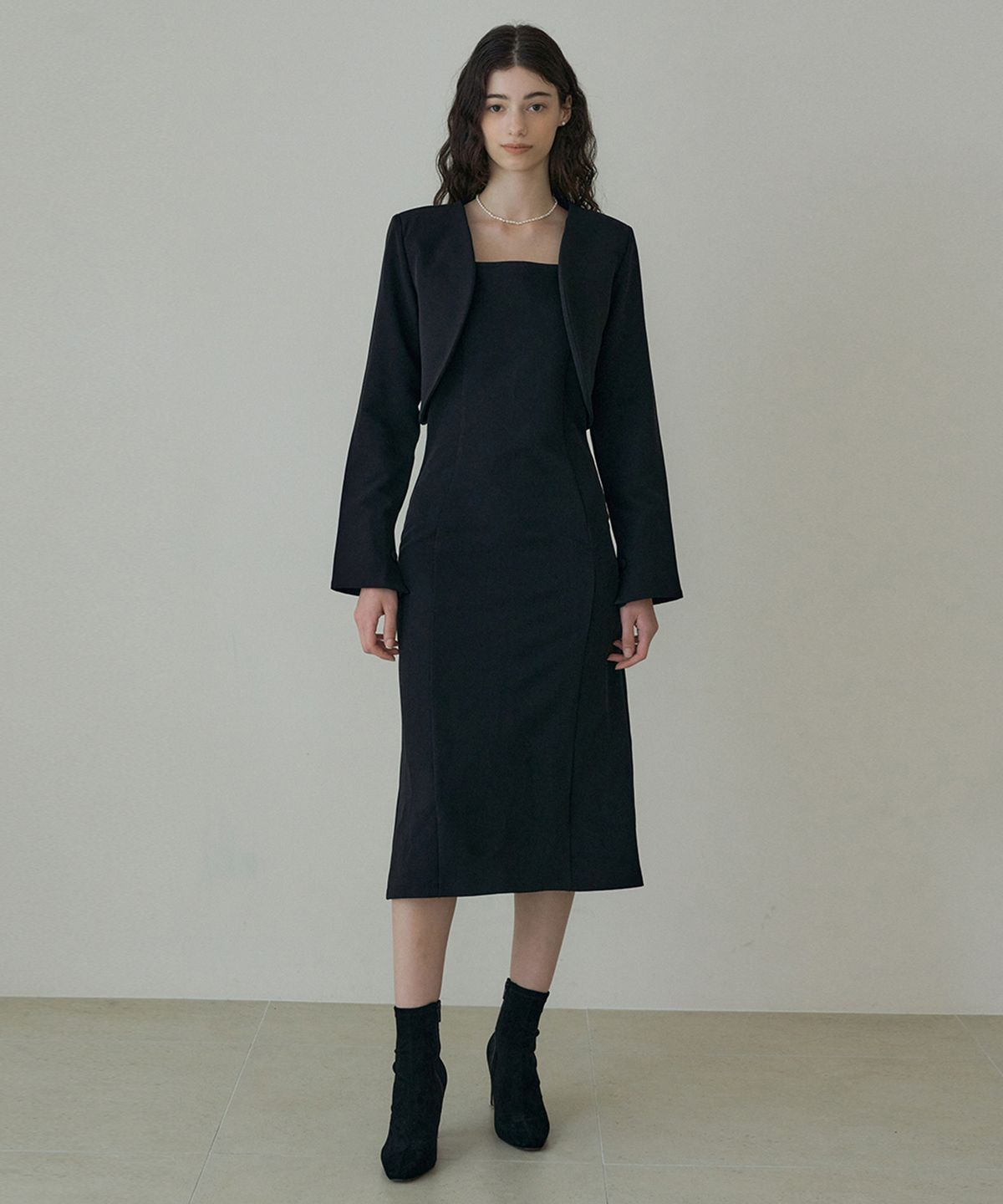 리올그(REORG) DRO ROUND JACKET WITH SLEEVELESS OPS BLACK